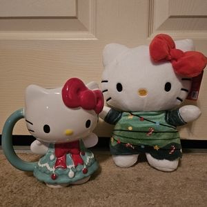 Hello kitty cup sanrio hello kitty christmas tree mug plush